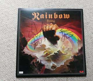 Rainbow - Hand Signed Rainbow Rising,  Ronnie James Dio And Jimmy Bain Autographs