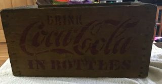 Vintage Coca Cola Hutchinson Hutch Bottle Wooden Crate Tote Carrier Enyart IN. 3