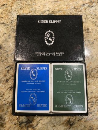 2 Deck Set Silver Slipper Las Vegas Casino Playing Cards -
