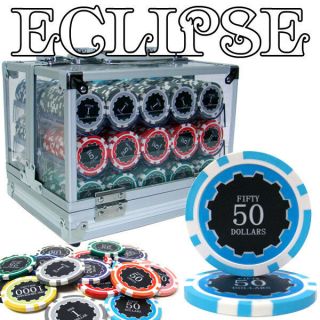 600 Eclipse 14g Clay Poker Chips Set With Acrylic Case - Pick Chips