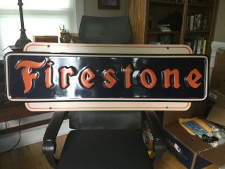 1947 Firestone Tire Embossed Metal Sign 2