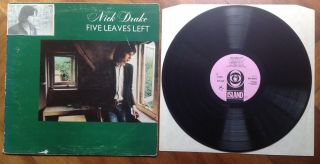 Nick Drake " Five Leaves Left " Gatefold Pink Label Island Vinyl Lp 1969