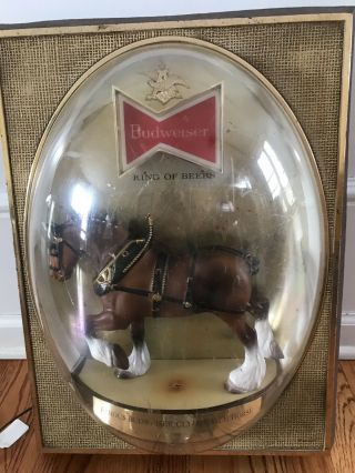 Vintage Budweiser Clydesdale Horse Bar Light Sign King Of Beer 3d Bubble