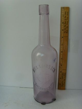Antq Pink - Sun Color “sacramento” Whiskey Bottle " Hall Luhrs &co " 1880 - 1900 55/5