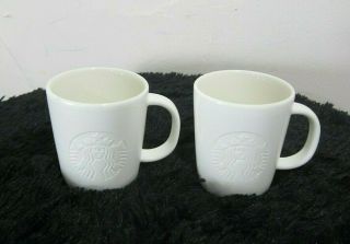 2014 Starbucks Espresso Cup Etched 3oz.  Mermaid Logo White Ceramic Demitasse Mug