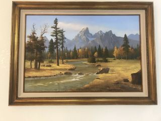 Signed Yosemite Oil Painting On Canvas By James Hewitt.  (1980)