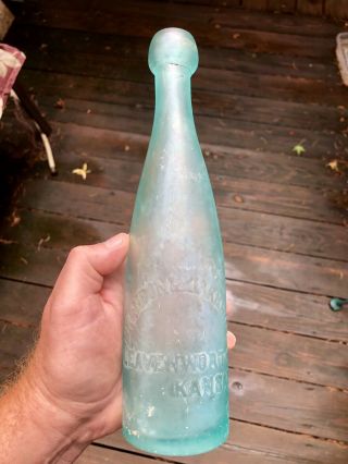 1880’s Leavenworth Kansas Ks Aqua Ale Bottle Brandon & Kirrmeyer - Blob