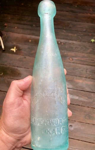 1880’s Leavenworth Kansas KS Aqua ALE Bottle BRANDON & KIRRMEYER - Blob 2