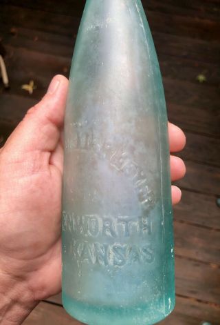 1880’s Leavenworth Kansas KS Aqua ALE Bottle BRANDON & KIRRMEYER - Blob 3