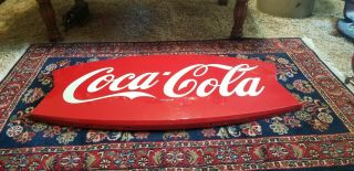 1950s Coca Cola Fishtail Sign 42 " X 20 " Am 102