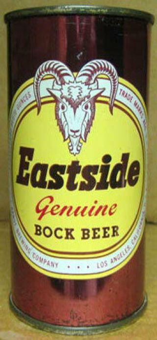 Eastside Bock Beer Flat Top Can With Goat,  Pabst,  Los Angeles,  California 1953