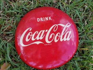 Vintage Metal Drink Coca Cola Round Sign Retro Red White Rare Soda Pop 2