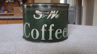 Vintage S & W 1 Lb Metal Coffee Tin Can With Correct Lid