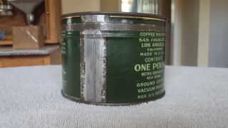 VINTAGE S & W 1 LB METAL COFFEE TIN CAN WITH CORRECT LID 3