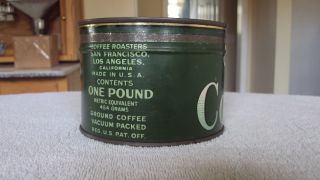 VINTAGE S & W 1 LB METAL COFFEE TIN CAN WITH CORRECT LID 4