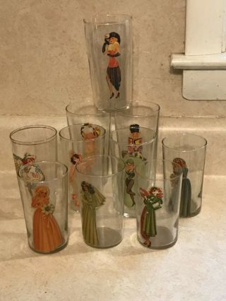 10 Vintage Risqué Peek A Boo Naked Nude Pin Up Girl Peep Show Drinking Glasses
