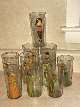10 VINTAGE Risqué Peek A Boo Naked Nude Pin Up Girl Peep Show Drinking Glasses 2