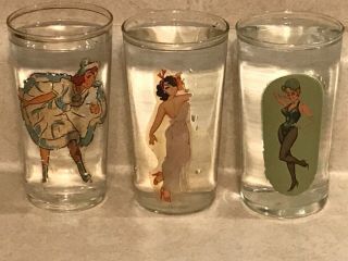 10 VINTAGE Risqué Peek A Boo Naked Nude Pin Up Girl Peep Show Drinking Glasses 5