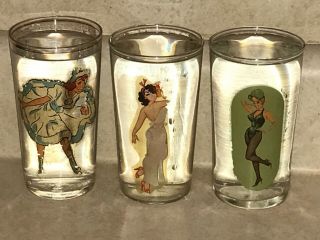 10 VINTAGE Risqué Peek A Boo Naked Nude Pin Up Girl Peep Show Drinking Glasses 6