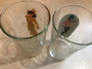 10 VINTAGE Risqué Peek A Boo Naked Nude Pin Up Girl Peep Show Drinking Glasses 7
