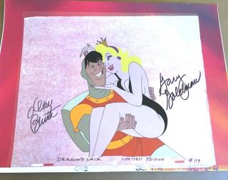 Dragon ' s Lair cel Dirk Daphne signed Don Bluth animation art Stranger Things 3