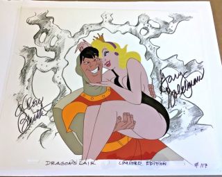 Dragon ' s Lair cel Dirk Daphne signed Don Bluth animation art Stranger Things 4