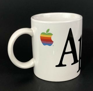 Vintage 1980s Apple Macintosh Computer Coffee Mug Rainbow Wrap Around Logo 2