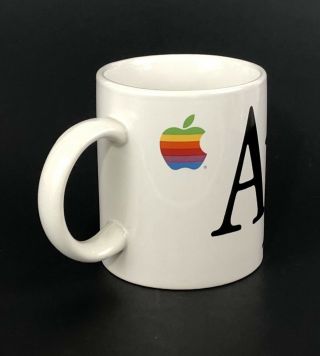 Vintage 1980s Apple Macintosh Computer Coffee Mug Rainbow Wrap Around Logo 3