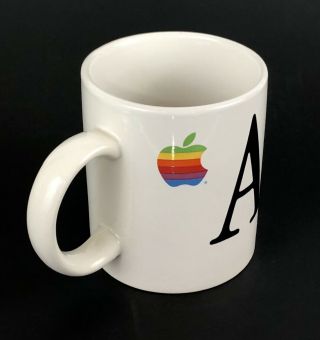 Vintage 1980s Apple Macintosh Computer Coffee Mug Rainbow Wrap Around Logo 4