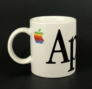 Vintage 1980s Apple Macintosh Computer Coffee Mug Rainbow Wrap Around Logo 5