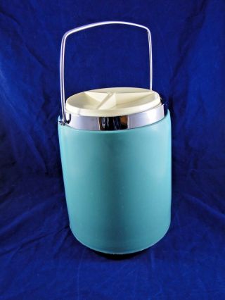 Mid Century Atomic Modern Turquoise/aqua Chrome Ice Bucket Vntg Bar Retro Decor