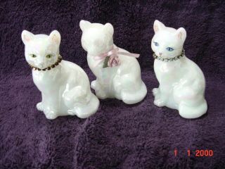 Fenton Opalescent Cats - Set Of Three