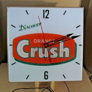 1970s Pam Orange Crush 15 " Square Clock 120 Volt