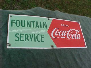 Vintage 1940s - 50s Coca Cola Fountain Sign Porcelain 28 " X 11 - 3/4 "
