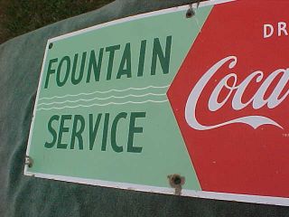 Vintage 1940s - 50s Coca Cola Fountain Sign Porcelain 28 