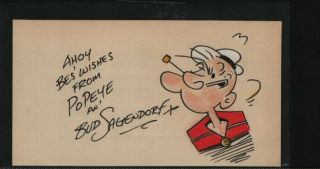 Bud Sagendorf Hand Signed Autographed Popeye The Sailor Art W/coa