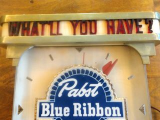 Pabst beer sign vintage metal reverse painted glass bar clock light art deco 2