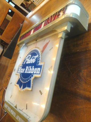 Pabst beer sign vintage metal reverse painted glass bar clock light art deco 5