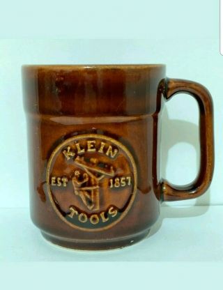 Vintage Klein Tools Lineman Coffee Cup Mug 125th Anniversary Brown