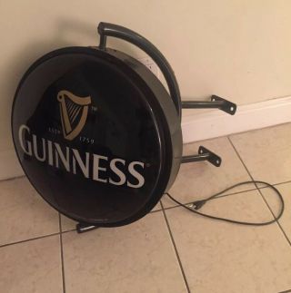 Guinness Rotating Spinning Beer Sign / Light Motion Brewery Bar Advertising 19”