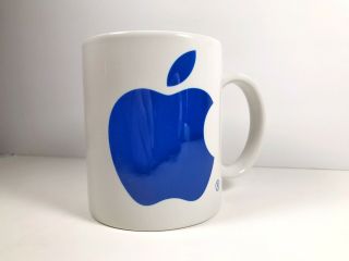 Vintage Apple Macintosh Mac Computers Logo Coffee Mug With Handle Blue White 3