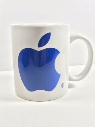 Vintage Apple Macintosh Mac Computers Logo Coffee Mug With Handle Blue White 4