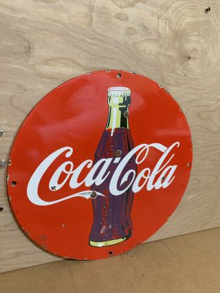 Coca Cola Soda Pop Porcelain Gasoline Oil Pump Sign