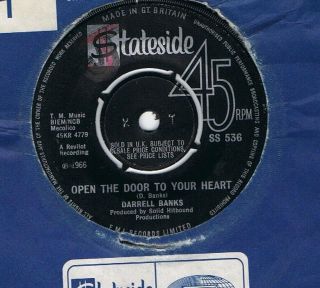 Northern - Darrell Banks - Open The Door To Your Heart/our Love - Uk Stateside