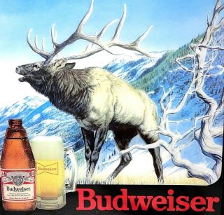 Vintage Budweiser Beer Sign - Budweiser Bull Elk - Bar/pub Light - Man Cave