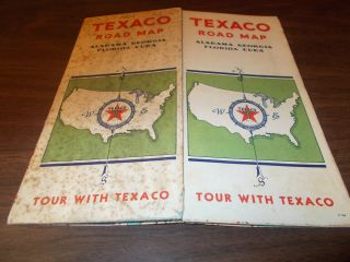 1934 Texaco Alabama/georgia/florida/cuba Vintage Road Map