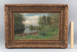 C1900 Antique Franz Schreyer German Impressionist Country Landscape Oil Painting