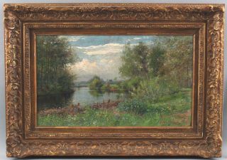 c1900 Antique FRANZ SCHREYER German Impressionist Country Landscape Oil Painting 2