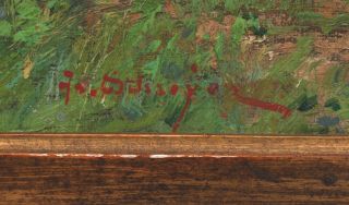 c1900 Antique FRANZ SCHREYER German Impressionist Country Landscape Oil Painting 6