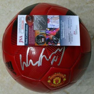 Wayne Rooney Signed Manchester United Soccer Ball W/ Jsa Ee82260 England